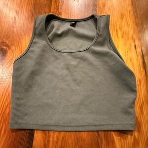 Gray Ribbed Tank Top